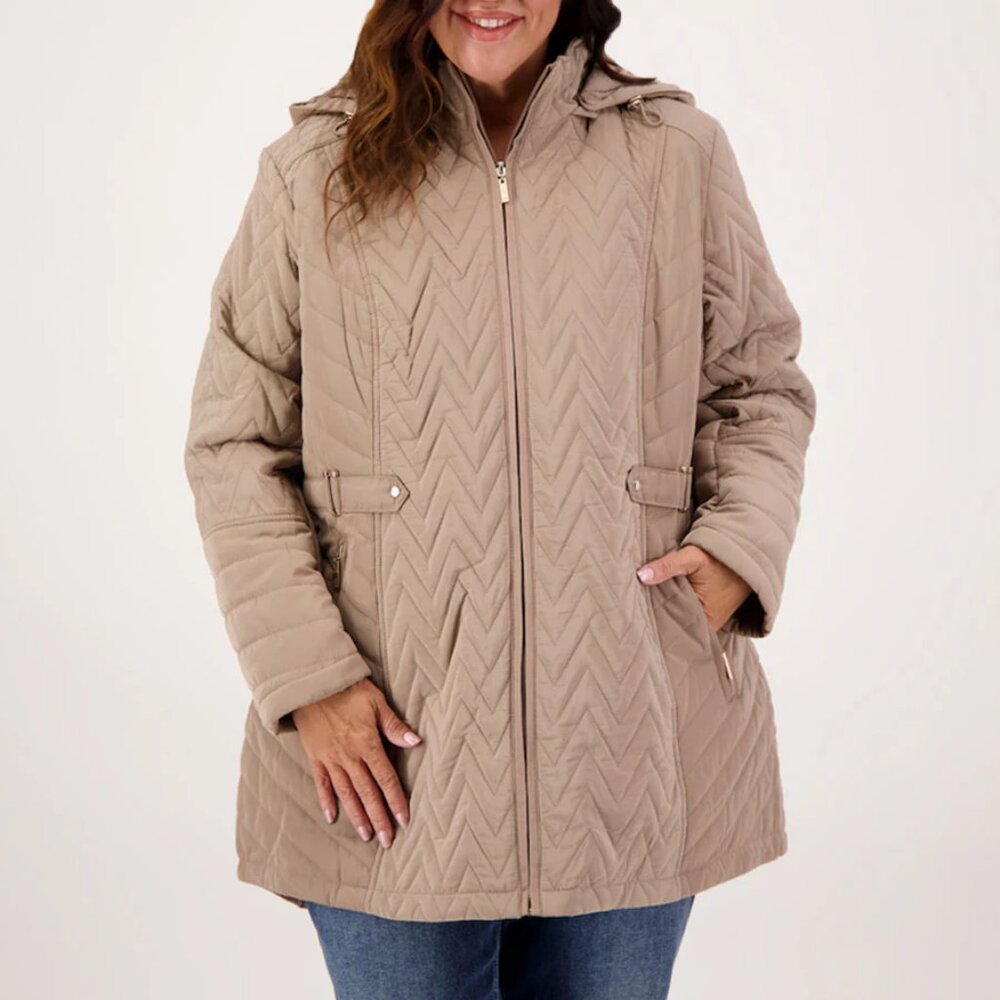 Gallery Quilted Long Coat (Plus Size)